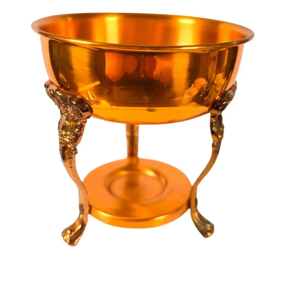Vintage French Country Brass Copper Plant Stand Eclectic Victorian Paw Foot